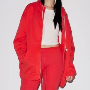 Urban Outfitters Out From Under Red Zip Up Oversized Hoodie Sweatshirt NEW - M/L
